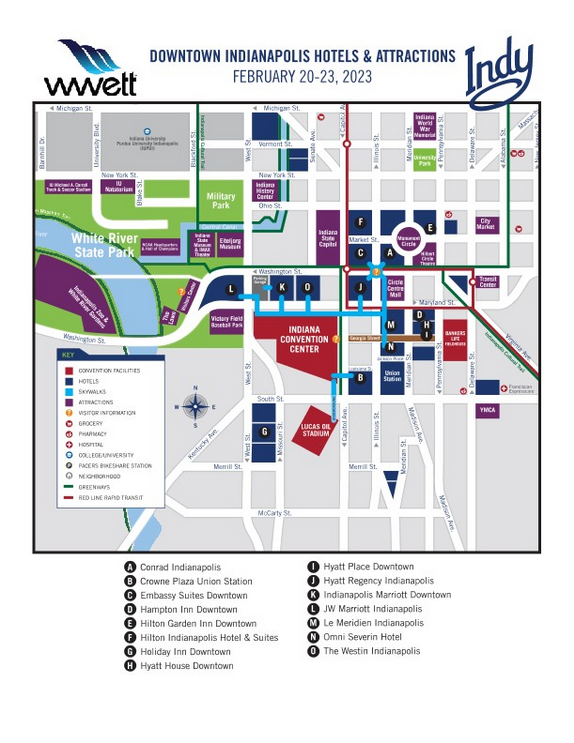 Map of Indy downtown hotels and attractions