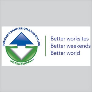 Portable sanitation association international logo blue, green and white colors