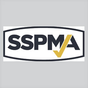 SSPMA logo black and white with a gold colored check mark