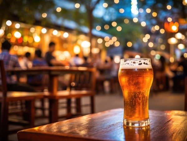 Indianapolis Outdoor Bar with Beer on Table