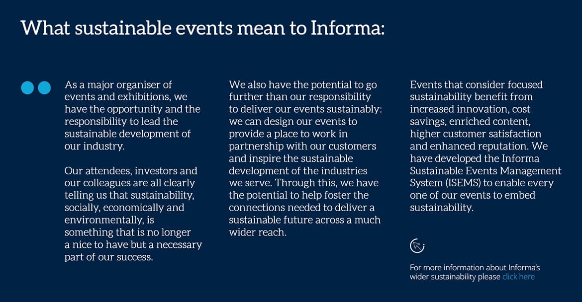 Informa Sustainable Events - what sustainability means to Informa