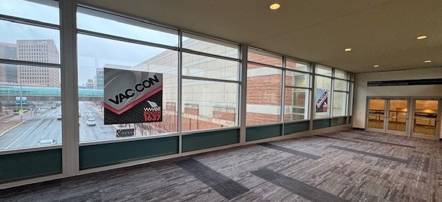 window cling of the left side of the skywalk from the Marriot to the convention center