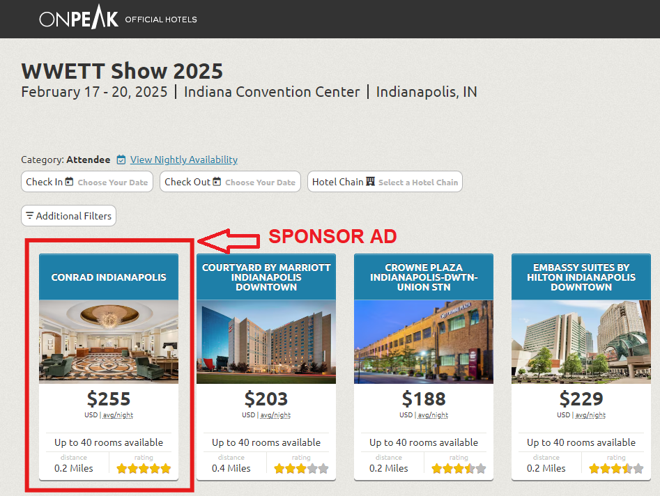 red square showing where online travel sponsor ad would be