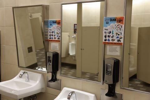 restroom mirror signage