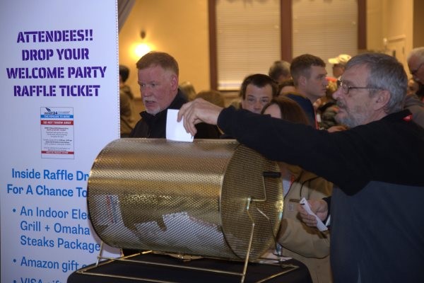 Raffle wheel at the WWETT welcome party